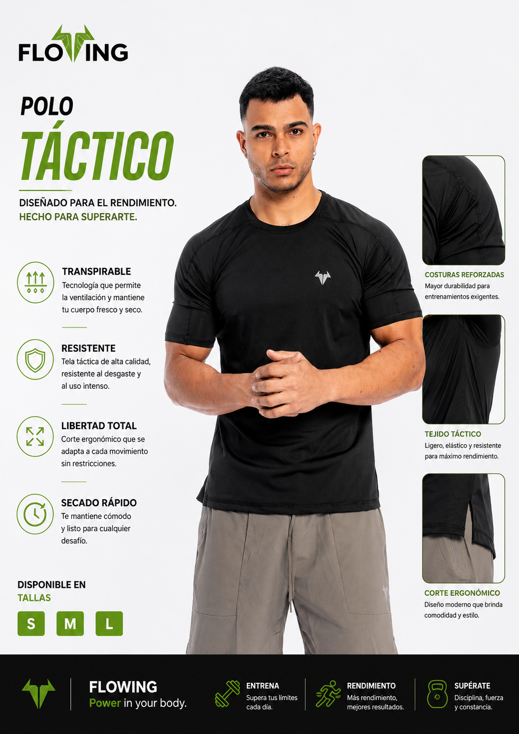 Polo Táctico Hombre FLOWING – Alto Rendimiento