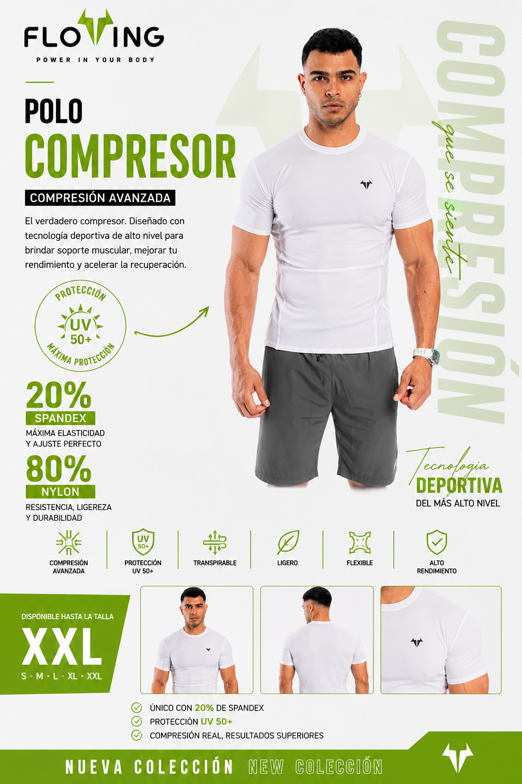 Polo Compresor Hombre FLOWING – Alto Rendimiento